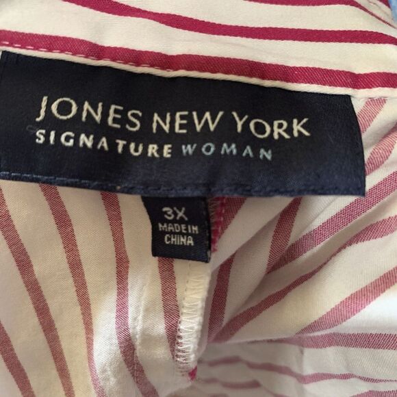 Jones New York Womens Size 3X Multicolor Stripe Button Up Top Long Sleeve Blouse - Picture 5 of 7